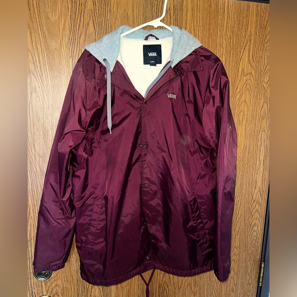 Vans Maroon Athletic Buttonup Jacket Men Large